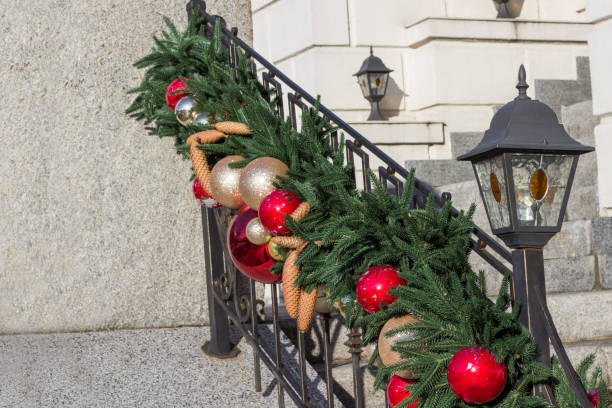 istock Railings are decorated with tree branches and toys. 1262767152