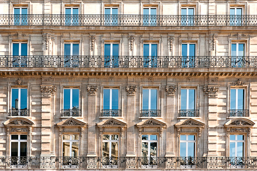 Facade  of the Parisian typical freestone building - Photography in Paris, France