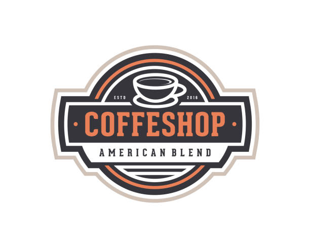 Coffee Shop Emblem Template Vintage Coffee Shop Emblem Template milk tea logo stock illustrations