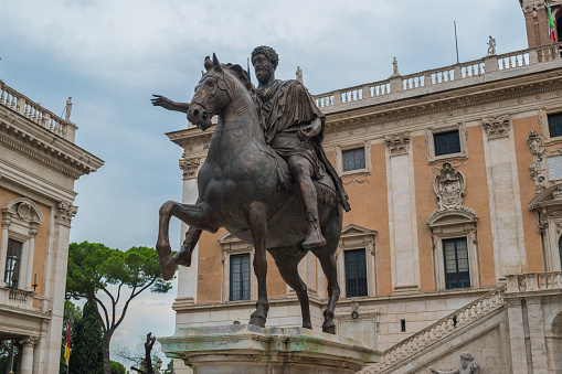 The equestrian statue of Marco Aurélio is an ancient Roman statue in the Capitol of Rome, in Italy. It is an equestrian bronze statue with 4.24 meters high.