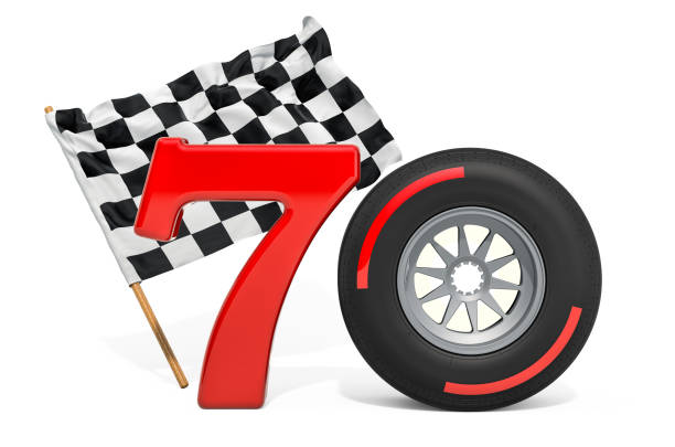 70th Anniversary open-wheel single-seater racing car concept, 3D rendering isolated on white background