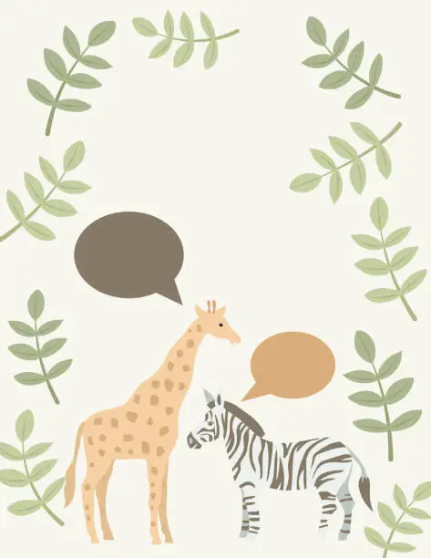 Vector illustration of Cute Baby Jungle Animals Frame