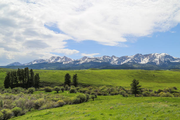 bridger mountains im frühling - montana stock-fotos und bilder