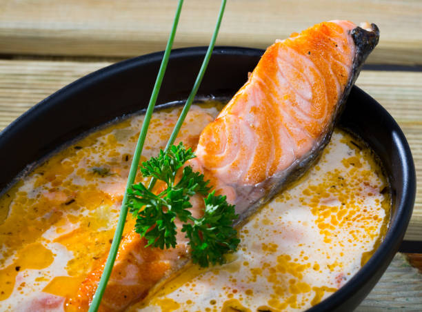 istock Norwegian salmon creamy soup 1262789200