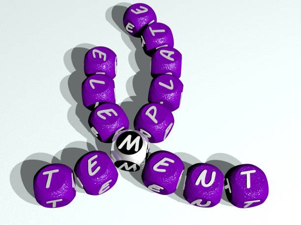 istock crosswords of template element arranged by cubic letters on a mirror floor, concept meaning and presentation. illustration and design. 3D illustration 1262799418