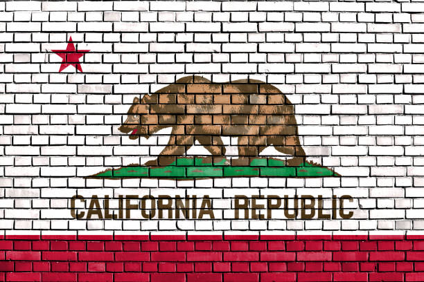 istock flag of California painted on brick wall 1262804291
