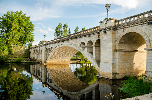 Ponte Nova de Chaves, crosses the Tâmega River. Portugal. It is the busiest bridge in the city.