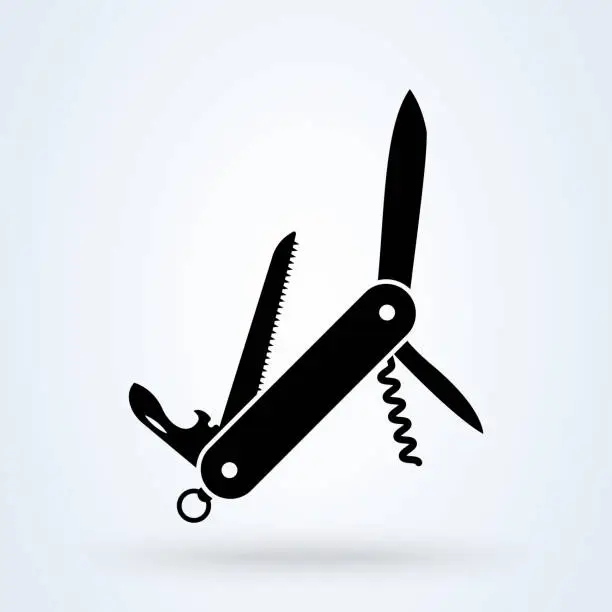 Vector illustration of Multipurpose knife Penknife. vector Simple modern icon design illustration.