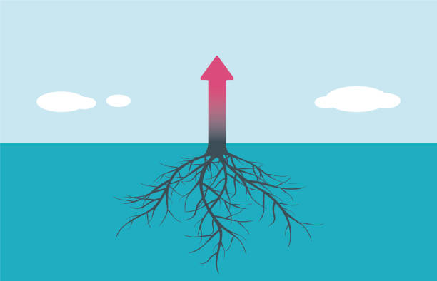 矢印記号 - root origins growth plant点のイラスト素材／クリップアート素材／マンガ素材／アイコン素材
