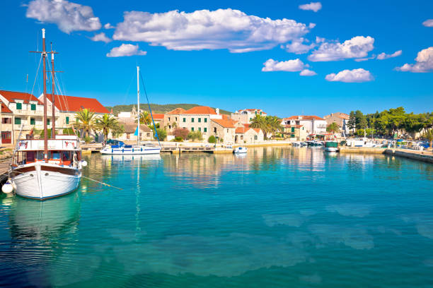 Town of Sucuraj on Hvar island waterfront view Town of Sucuraj on Hvar island waterfront view, Dalmatia archipelago of Croatia hvar photos stock pictures, royalty-free photos & images