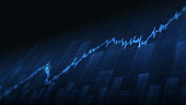 istock abstract financial bar chart with uptrend line graph on blue colour background 1262836702