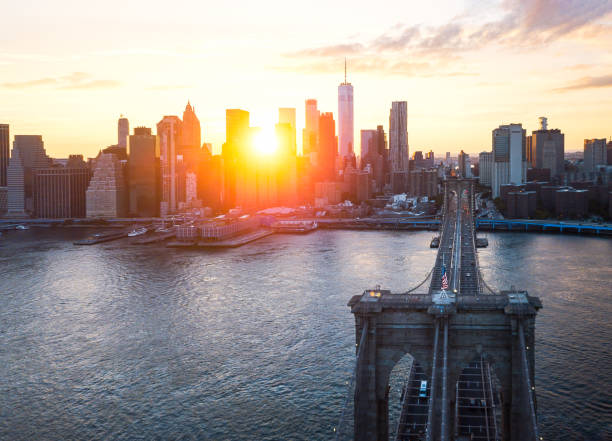 istock Sunset at Brooklyn bridge overlooking downtown Manhattan 1262842277