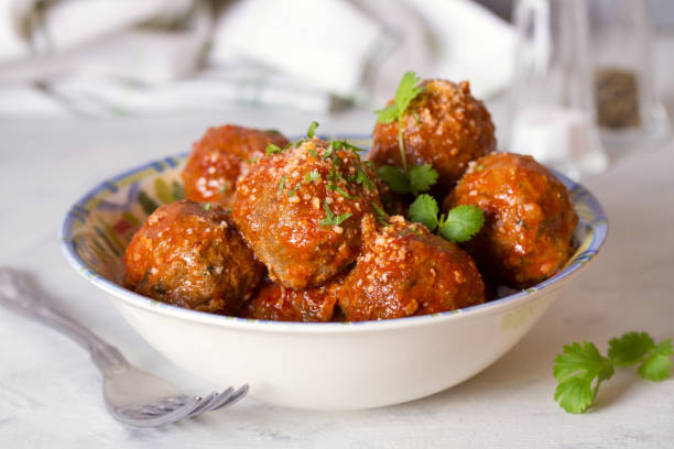 istock Meatballs with tomato sauce and cheese 1262844716