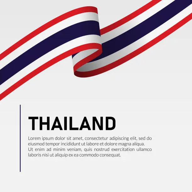 Vector illustration of Thailand Waving Flag Ribbon Template Design Illustration