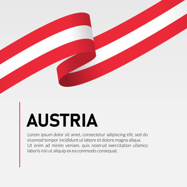 österreich winken flagge band vorlage design illustration - austrian flag stock-grafiken, -clipart, -cartoons und -symbole