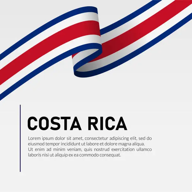 Vector illustration of Costa Rica Waving Flag Ribbon Template Design Illustration