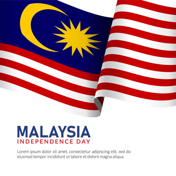 말레이시아 독립 기념일 흔들기 플래그 템플릿 디자인 일러스트 - 말레이시아 국기 stock illustrations