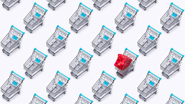 istock Background with toy shopping carts for advertising and design. 1262849069