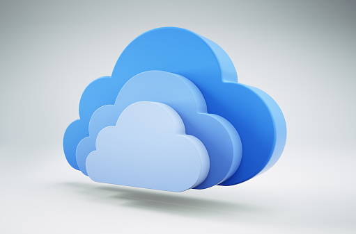 Three Blue Cloud Symbols - Internet Storage Concept Icon