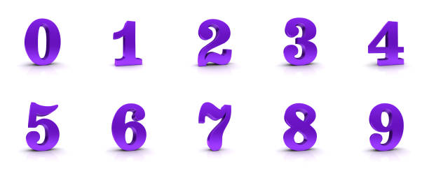 numbers purple 3d signs 0 1 2 3 4 5 6 7 8 9 countdown symbols icons zero one two three four five six seven eight nine rendering