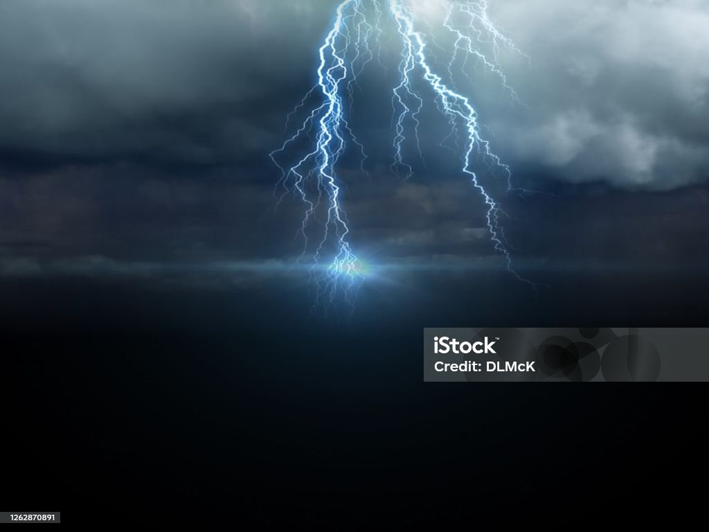 Dramatic sky with lightning Dramatic sky - digitally manipulated image Lightning Stock Photo