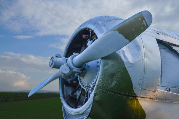 istock Airplane engine with propeller an old World War 2 plane i 1262871400