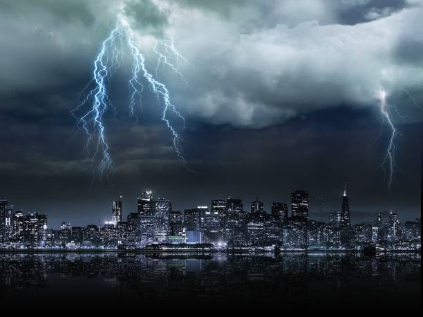 istock Dramatic sky above the urban skyline 1262871470