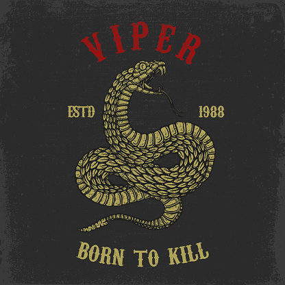 Python And Viper Design Illustration Of Snake Cobra Python Viper In Vintage Monochrome Style ...