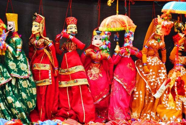 Rajasthani puppets Traditional hand crafted string puppets and toys from the state of Rajasthan, India india indian culture market clothing stock pictures, royalty-free photos & images