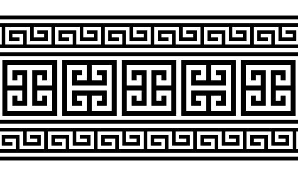 grecki klucz wzór bezszwowy projekt wektorowy - zainspirowany starożytnej grecji sztuki ceramiki - key pattern stock illustrations