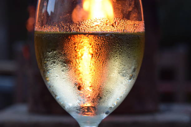 glass of cold wine stock photo