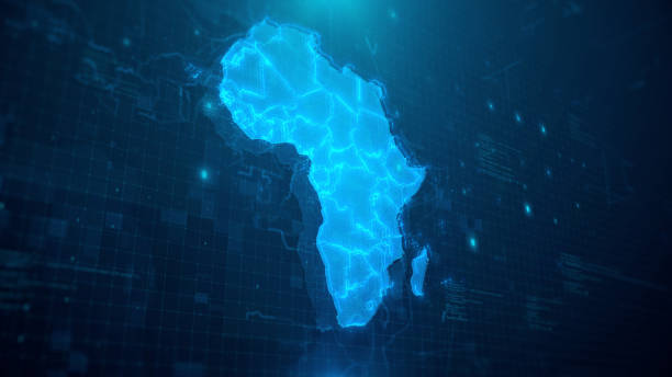 istock Map of Africa with Countries on blue digital background 1262892898