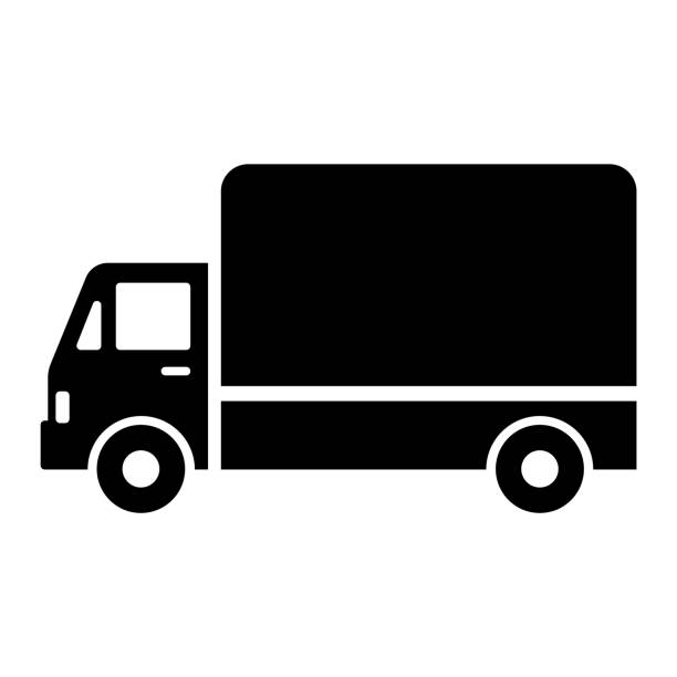 illustrazioni stock, clip art, cartoni animati e icone di tendenza di materiale /vettore illustrazione icona camion - delivery van truck delivering moving van