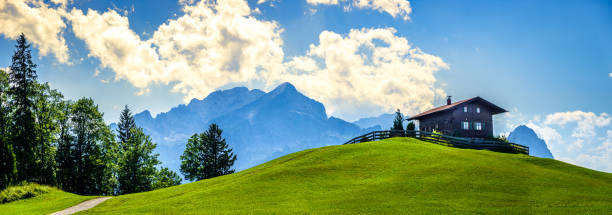 log cabin at the wetterstein mountains - bavaria