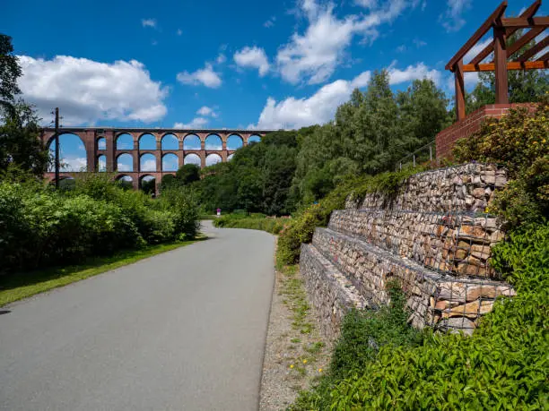 Goeltzsch Viaduct Vogtland East Germany with nature wall