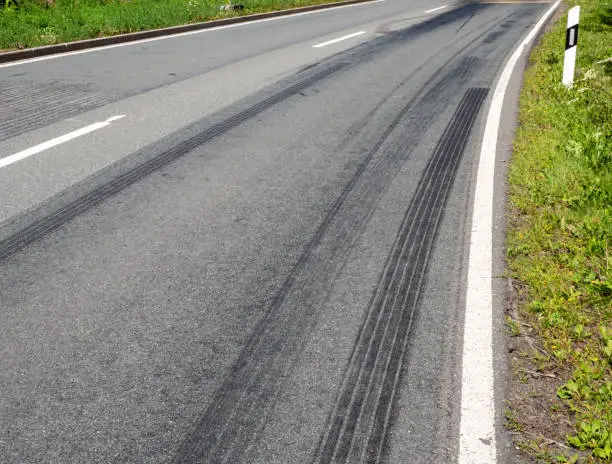 Photo of Brake track on the asphalt