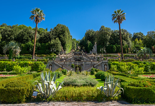 Collodi, Tuscany, Italy - August 12, 2017: Historic Garden Garzoni in Collodi, in the municipality of Pescia, province of Pistoia in Tuscany, Italy