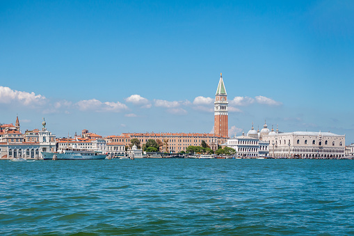Venice Punta della dogana with supermoon in background