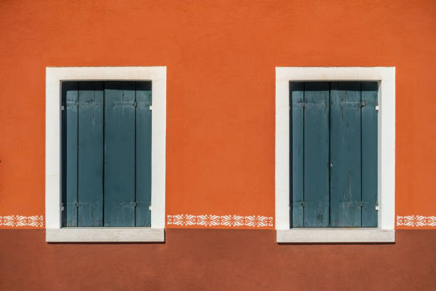 colorful windows in Burano, Italy
