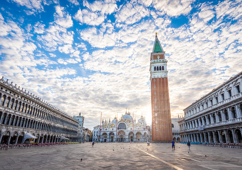 Scenic view of Piazza San Marco in Venice at sunrise