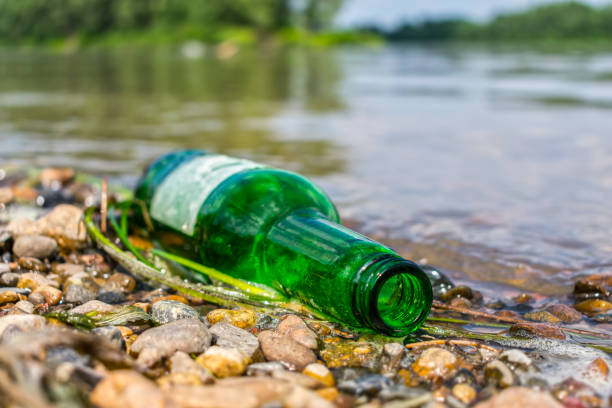 istock A glass bottle thrown ashore pollutes the environment and harms nature 1262957553