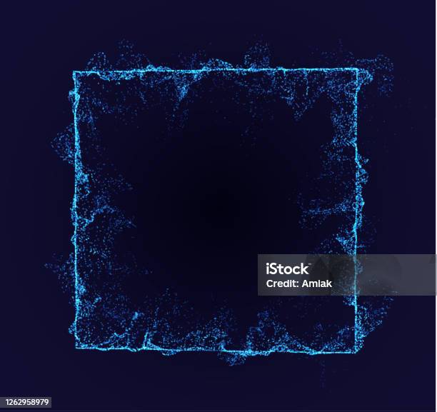 Particle Background Border Square Vector Border Neon Particle Flow Smoked Shape Technology ...