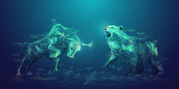 illustrazioni stock, clip art, cartoni animati e icone di tendenza di stockmarketconcept - growth bull