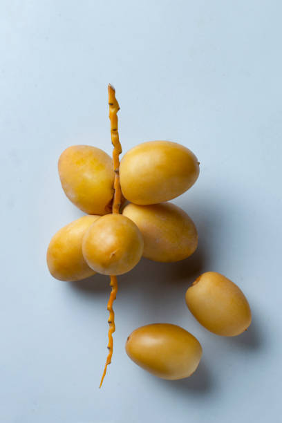 fresh dates fruits on white background .