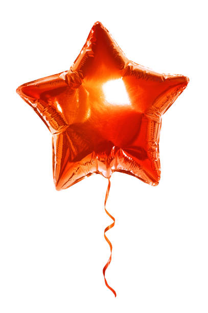 istock Big red metallic star balloon isolated on a white background 1262971334