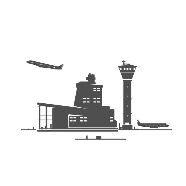 Airport Icon - Vector Illustration Vacation Travel Concept air traffic control tower stock illustrations