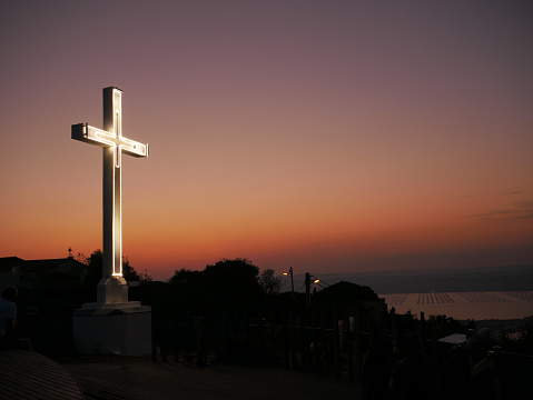 Cross on the Bagrati Cathedral garden in Kutaisi, Georgia.