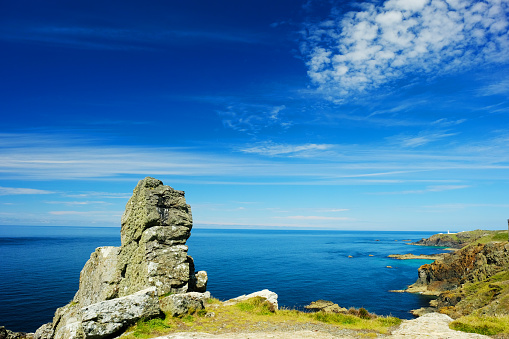 Rocky granite outcrop on the north Cornish coast near St. Ives, UK.