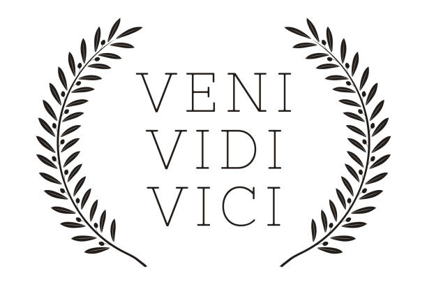 veni vidi vici. łaciński plakat cytatu. tłumaczenie: przyszedłem, zobaczyłem, podbiłem. inspirujący cytat - conquered stock illustrations