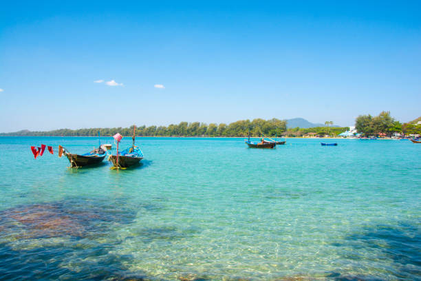 istock Beautiful seascape with mountian background and bluesky. 1262987458